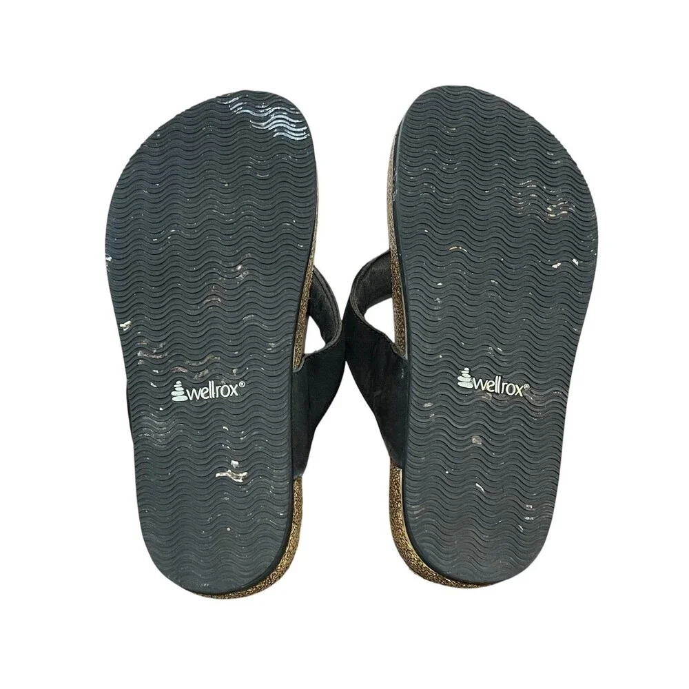 Wellrox Women's Black Nubuck Five Toe Separator Sandals  Size 10  Comfort Casual